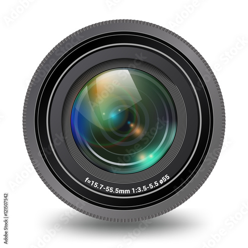 Photo video Camera lens isolated front view realistic vector