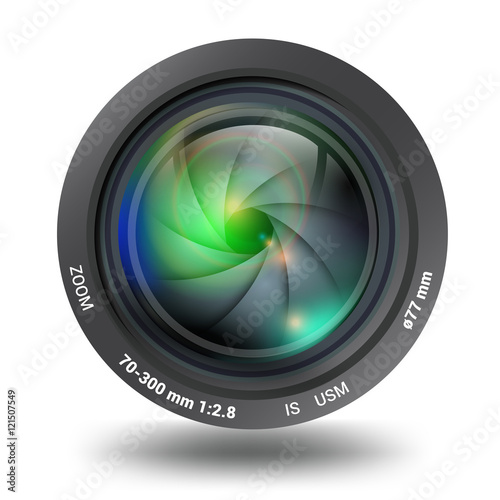 Photo video Camera lens isolated front view realistic vector
