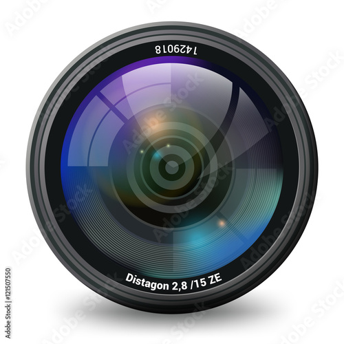 Photo video Camera lens isolated front view realistic vector