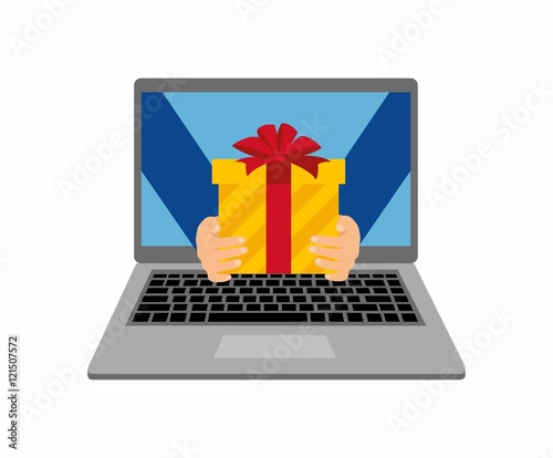 Flat design colorful vector illustration concept for online gifts ordering and delivery service isolated on white background