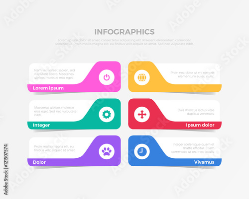 Multicolor 6 step process vector template Infographic background