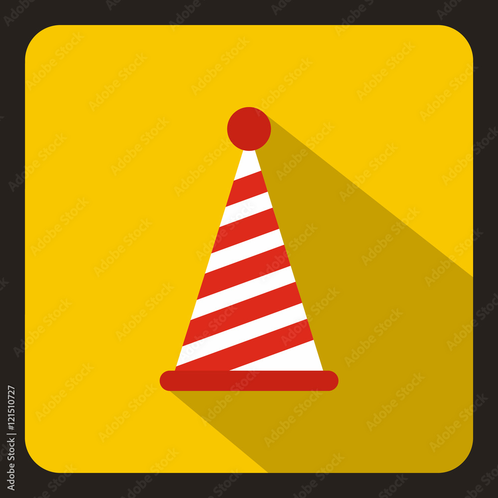 Party hat icon in flat style on a yellow background vector illustration Party hat icon in flat style on a yellow background vector illustration