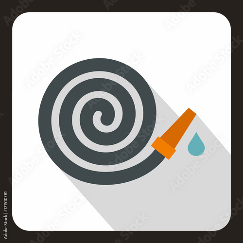 Rolled up garden hose icon in flat style on a white background vector illustration
