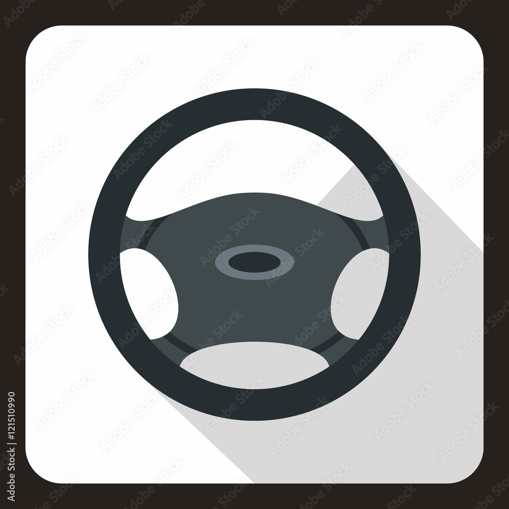 Steering wheel icon in flat style on a white background vector illustration Steering wheel icon in flat style on a white background vector illustration