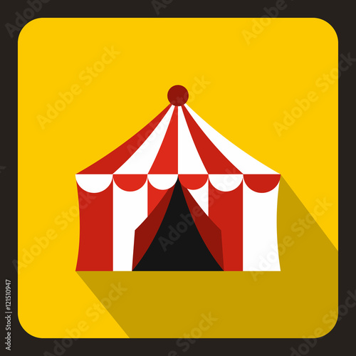 Circus tent icon in flat style on a yellow background vector illustration