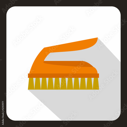 Orange brush for cleaning icon in flat style on a white background vector illustration