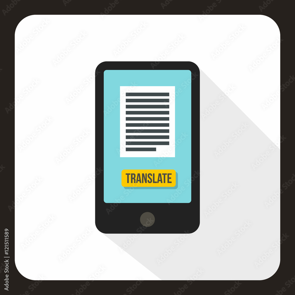 Translator on phone icon in flat style with long shadow. Translate symbol vector illustration Translator on phone icon in flat style with long shadow. Translate symbol vector illustration