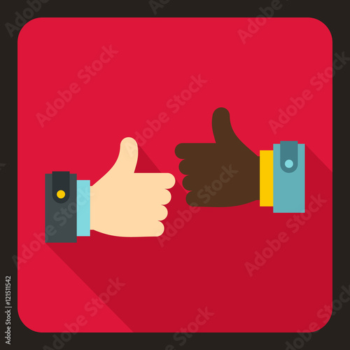 International gesture approval icon in flat style with long shadow. Gestural symbol vector illustration