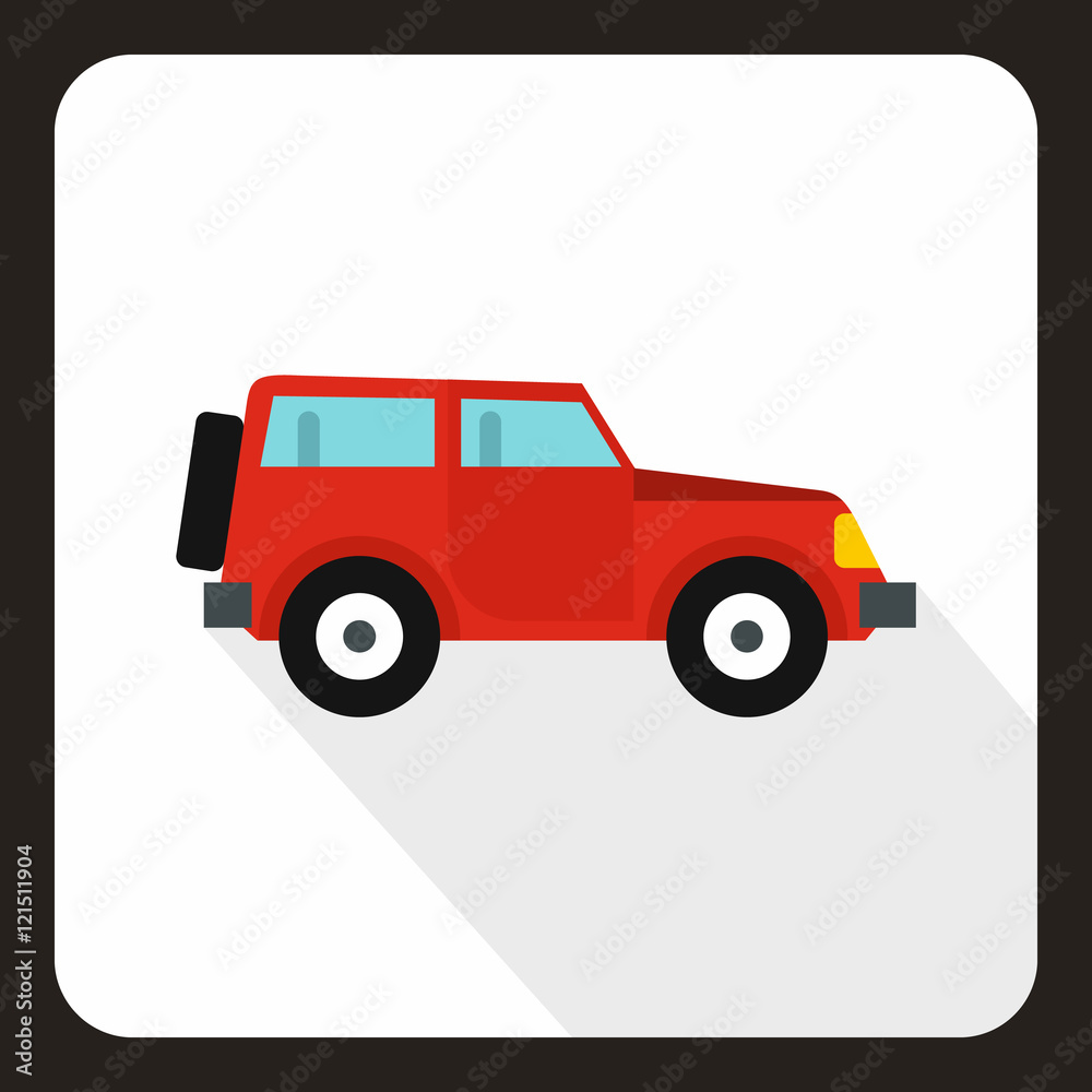 Jeep icon in flat style with long shadow. Transport symbol vector illustration Jeep icon in flat style with long shadow. Transport symbol vector illustration