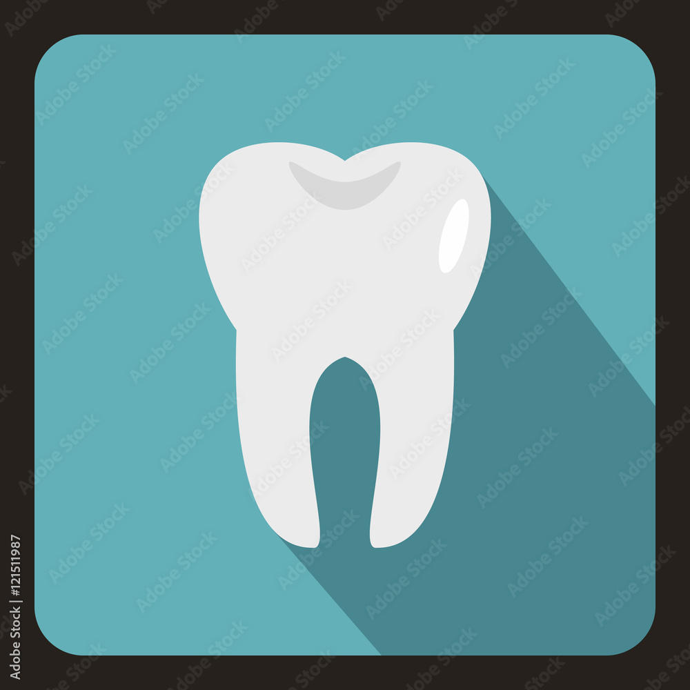 Tooth icon in flat style with long shadow. Dentistry symbol vector illustration Tooth icon in flat style with long shadow. Dentistry symbol vector illustration