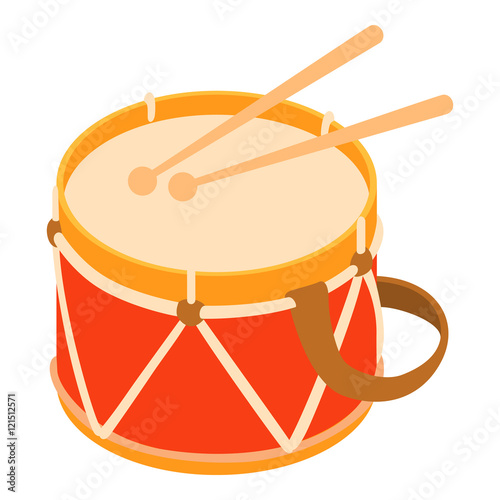 Toy drum icon in cartoon style isolated on white background vector illustration photo