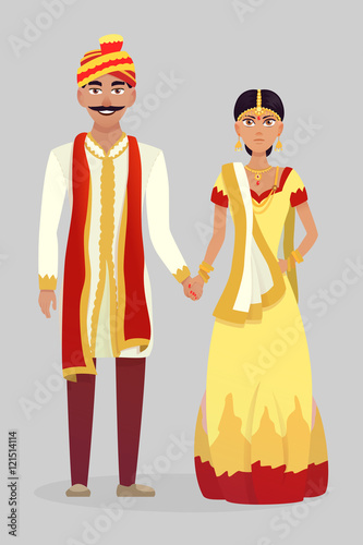 Cartoon Indian wedding couple