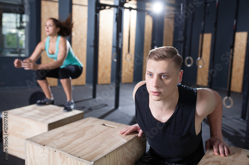 dips on box at functional fitness gym