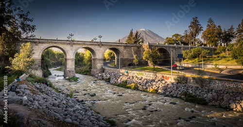 Obraz na płótnie AREQUIPA, PERU - CIRCA 2015: View of a bridge over the Chili river circa 2015 in Arequipa, Peru