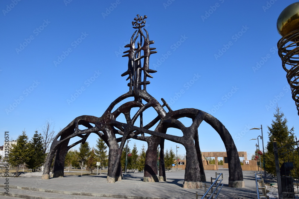 Monument of original design in AStana, Kazakhstan Monument of original design in AStana, Kazakhstan
