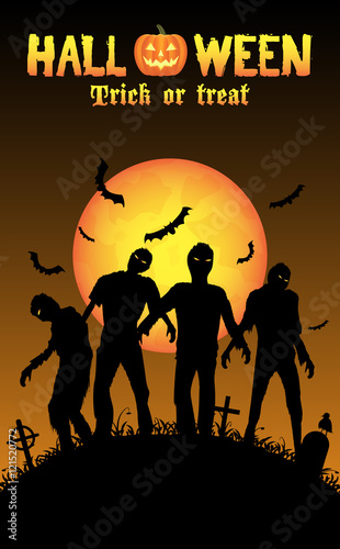 halloween zombies in a graveyard