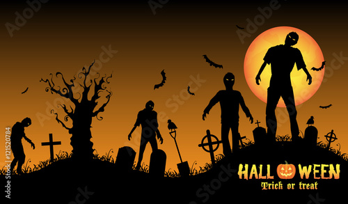 halloween zombies in a graveyard