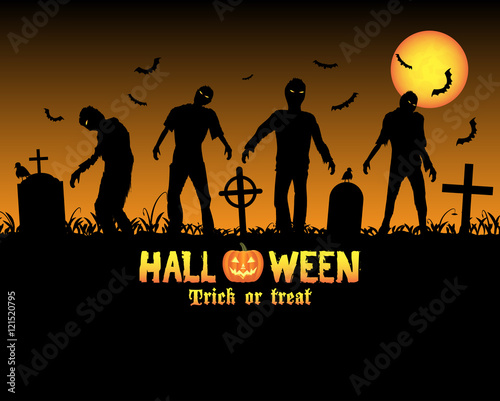halloween zombies in a graveyard