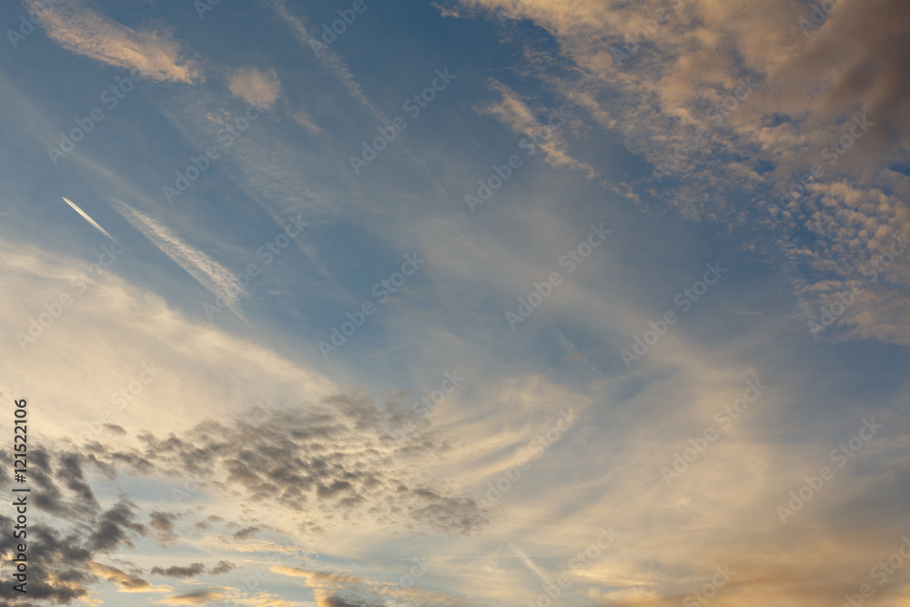 Obraz na plátně Mostly Cloudy. Anticyclone. Weather forecast.