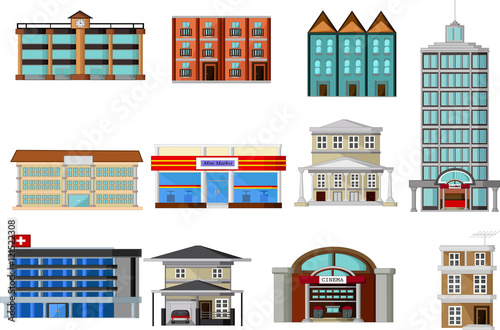 various buildings cartoon for you design