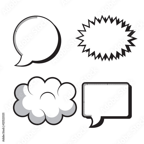 set icons bubble speech silhouette design