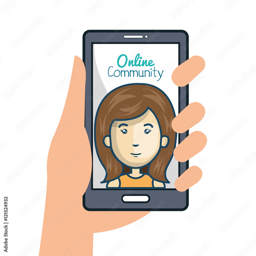 hand holding smartphone online community graphic vector illustration eps 10 hand holding smartphone online community graphic vector illustration eps 10