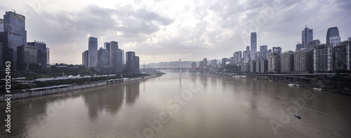 cityscape and skyline of hangzhou in cloud sky