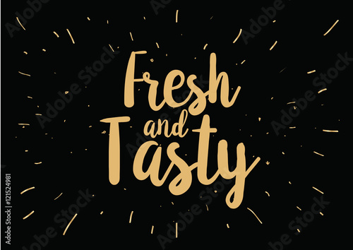 Foto Fresh and tasty inscription. Greeting card with calligraphy. Han