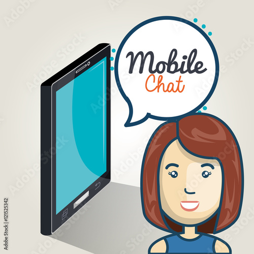 cartoon smartphone woman mobile chat graphic vector illustration eps 10