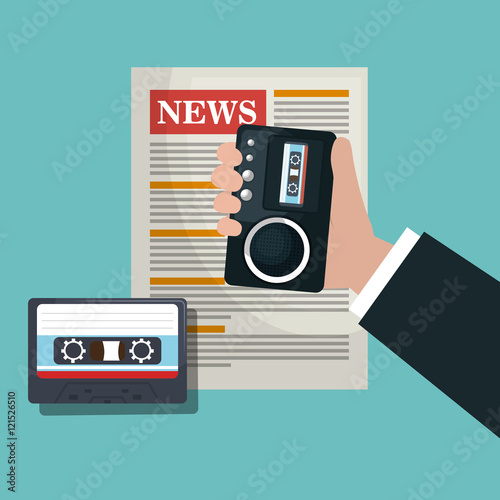 news tape recorder cassette graphic vector illustration eps 10