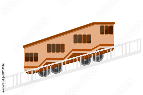 Color vector funicular with a handrail on a white background. Th