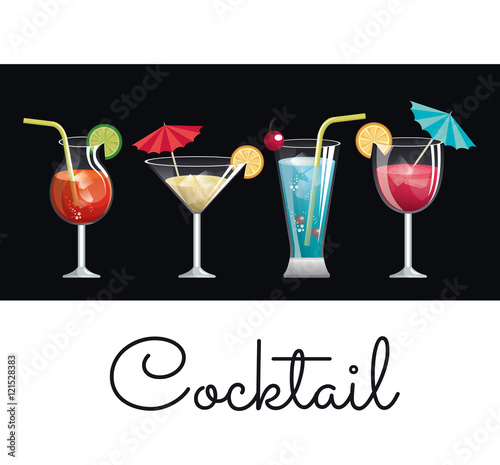 collection cocktail glass umbrella and lemon design vector illustration eps 10