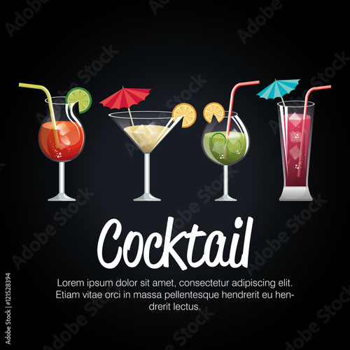 set cocktail glass with black background design vector illustration eps 10