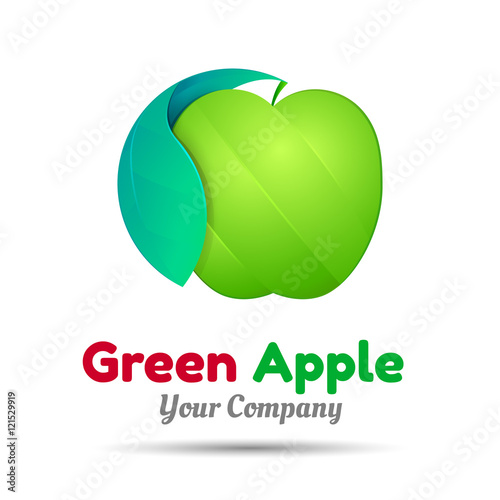 Green apple. Vector logo design illustration. Template for your business company. Creative abstract colorful concept.