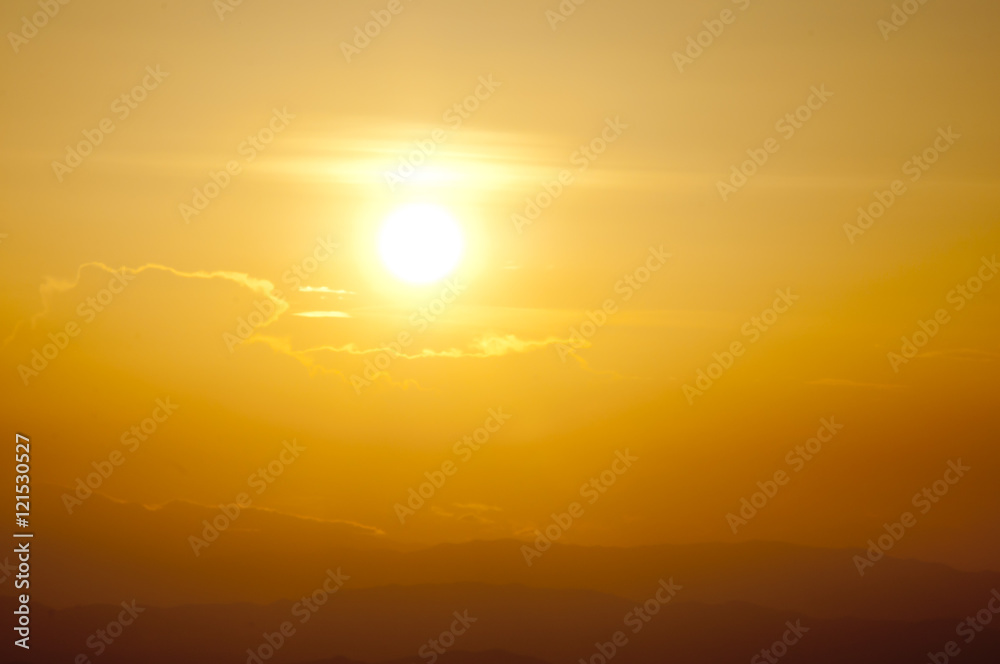 Obraz premium sunset on mountain, subject is blurred and low key