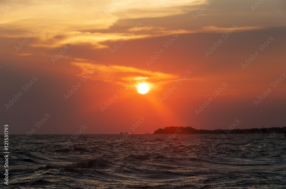 beautiful sunset on the sea with beautiful cloud, subject is blu