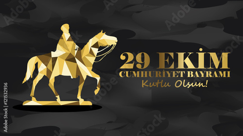 29 Ekim Cumhuriyet Bayramı. Atatürk için yapılmış Etnoğrafya müzesinde bulunan 29 Ekim Heykeli Tebrik Kartı Çalışması.