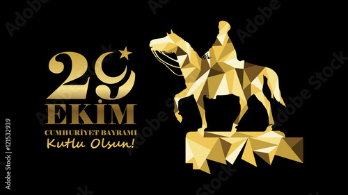 29 Ekim Cumhuriyet Bayramı. Atatürk için yapılmış Etnoğrafya müzesinde bulunan 29 Ekim Heykeli Tebrik Kartı Çalışması.
