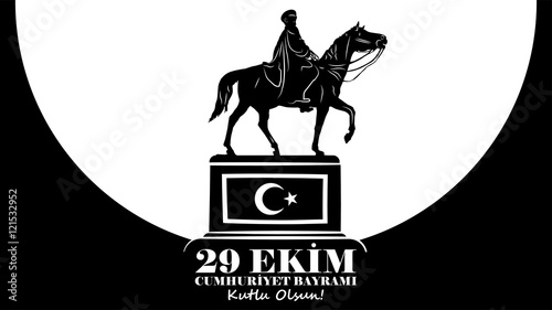29 Ekim Cumhuriyet Bayramı. Atatürk için yapılmış Etnoğrafya müzesinde bulunan 29 Ekim Heykeli Tebrik Kartı Çalışması.