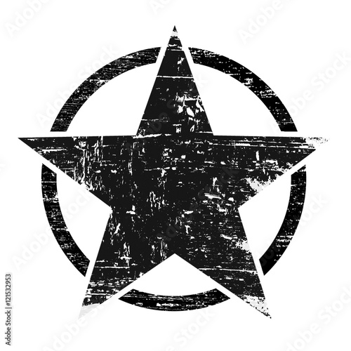 Grunge black star in circle