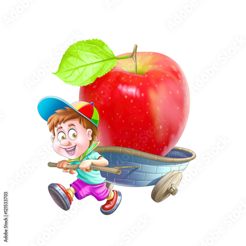 Apple boy and trolley