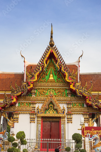 Thai temple (Wat Soithong) Pagoda roof and chapel gothic art and design.
