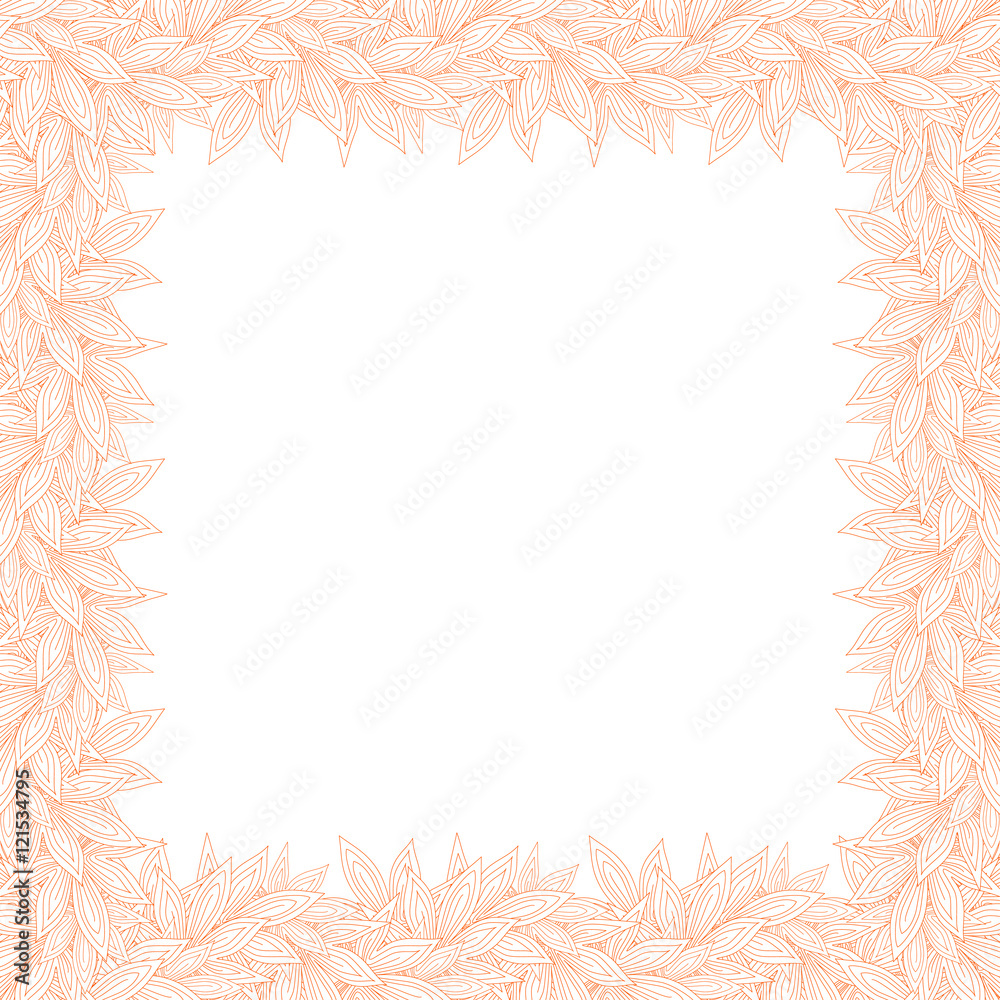 Cute seamless pattern border frame with red contour autumn leaves on the white (transparent) background. With space for invitations or cards text. Vector illustration Cute seamless pattern border frame with red contour autumn leaves on the white (transparent) background. With space for invitations or cards text. Vector illustration