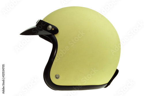 Yellow motorbike classic helmet photo