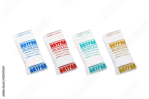 A Silica gel in paper packages isolate on  white background. photo