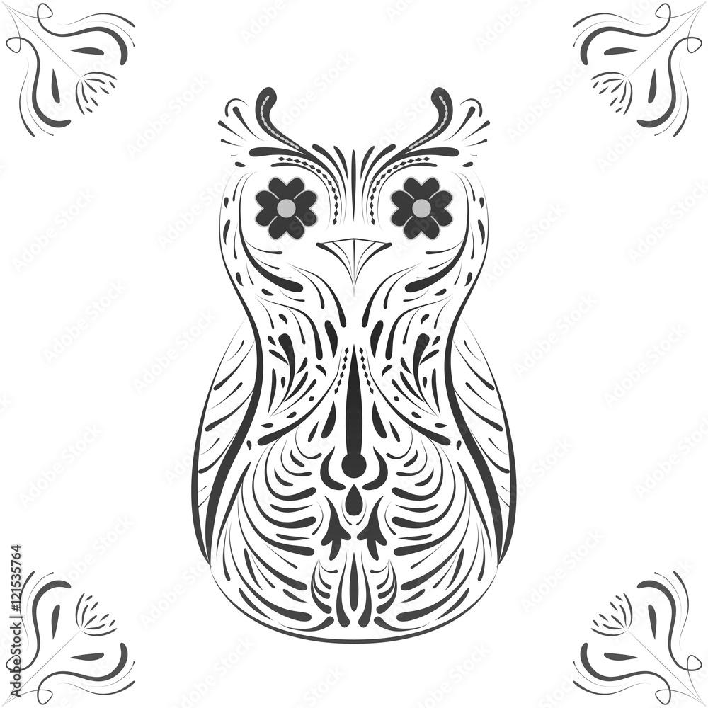 Illustration of owl on white