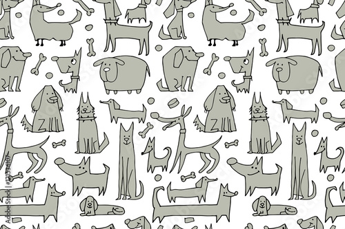 Funny dogs collection, seamless pattern for your design