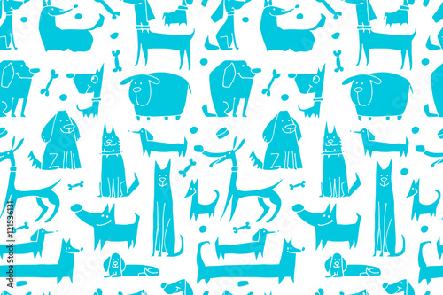 Funny dogs collection, seamless pattern for your design