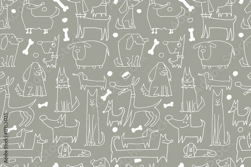 Funny dogs collection, seamless pattern for your design Fototapete
