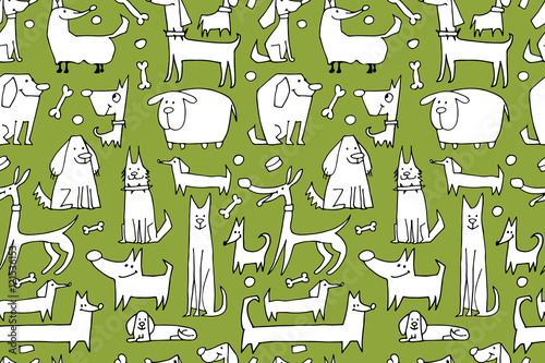 Funny dogs collection, seamless pattern for your design